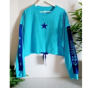 Converse | Long Sleeve Star Logo Drawstring Crop Top